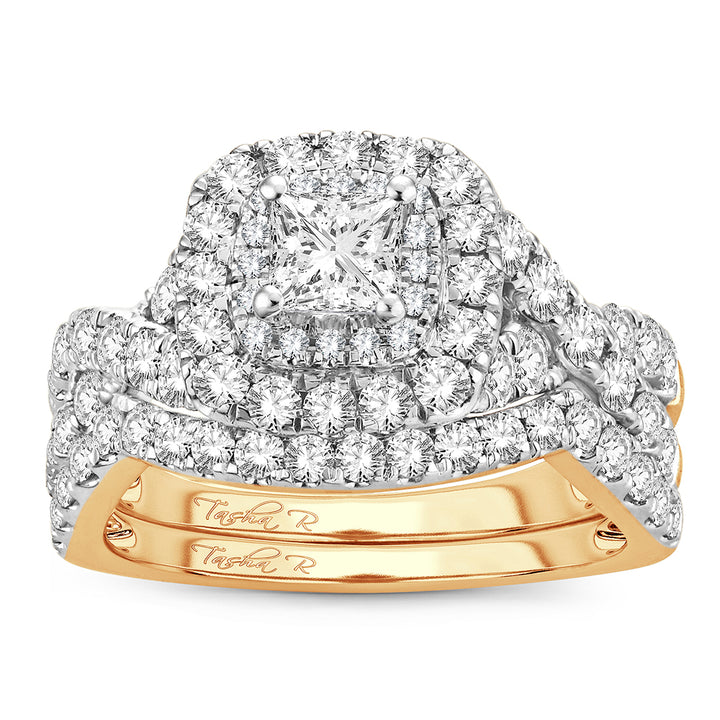 14k Yellow Gold 2CT Lab Diamond Bridal Ring Elegance