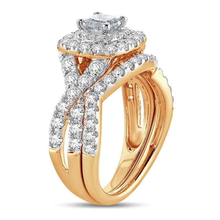14k Yellow Gold 2CT Lab Diamond Bridal Ring Elegance
