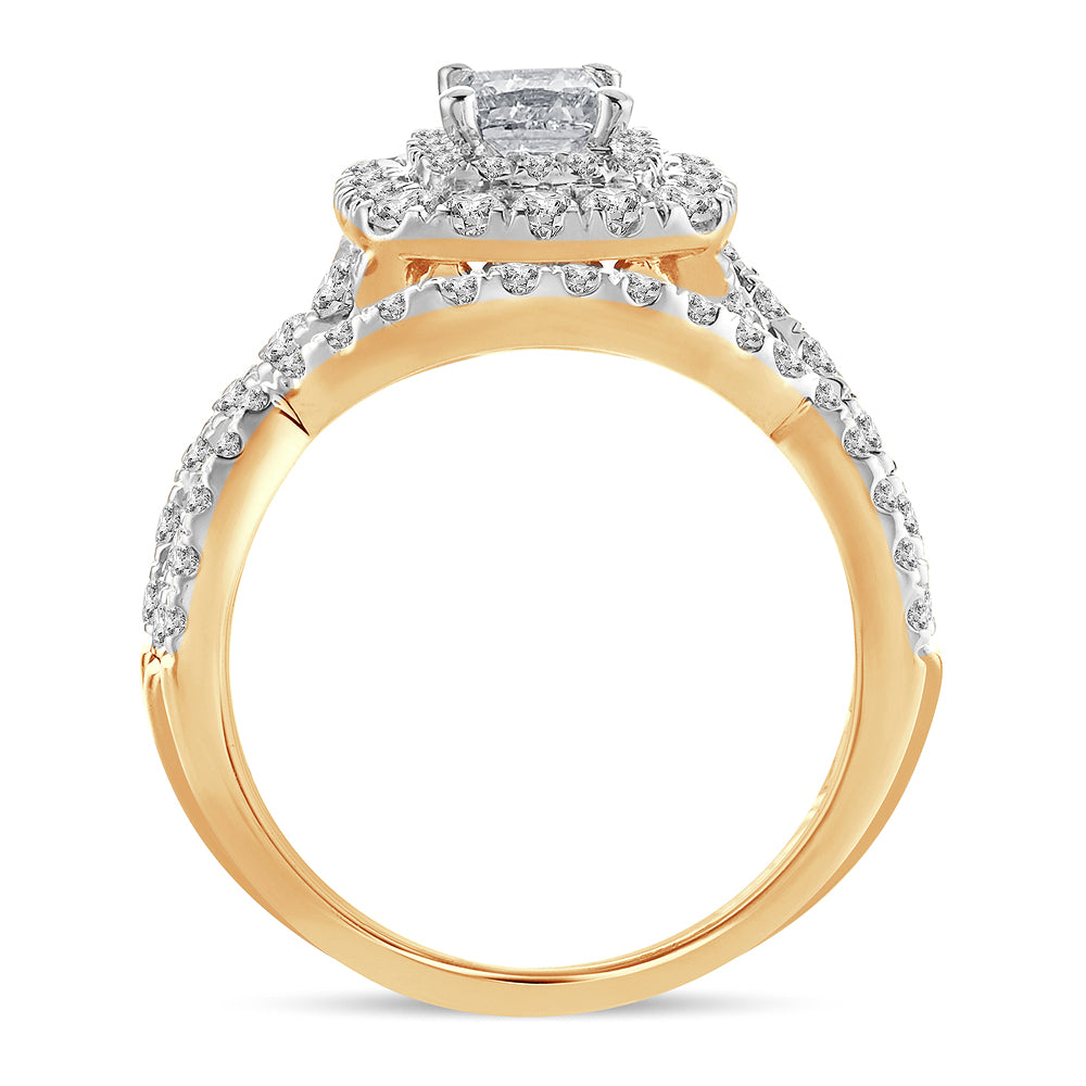 14k Yellow Gold 2CT Lab Diamond Bridal Ring Elegance