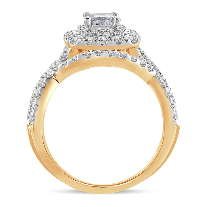 14k Yellow Gold 2CT Lab Diamond Bridal Ring Elegance