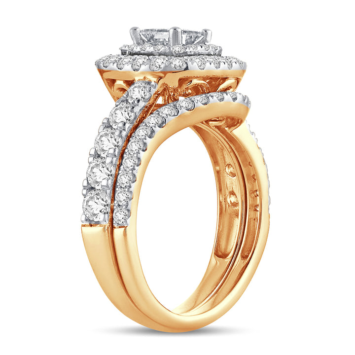 14K Yellow Gold 2CT Lab Diamond Bridal Ring Sparkle