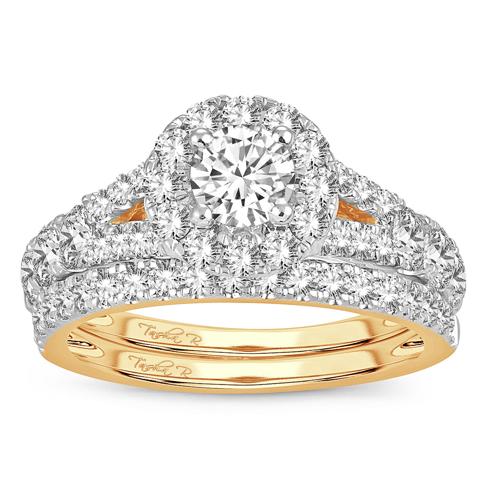 14k Yellow Gold 2CT Lab Diamond Bridal Engagement Ring