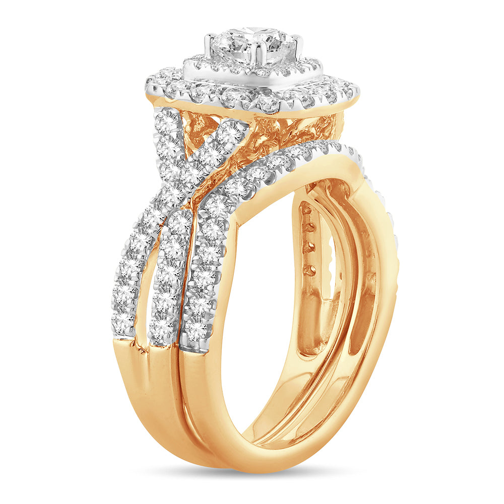 14K Yellow Gold 2CT Lab Diamond Bridal Ring Sparkle