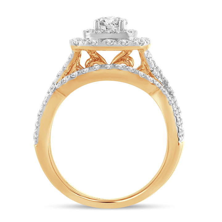 14K Yellow Gold 2CT Lab Diamond Bridal Ring Sparkle