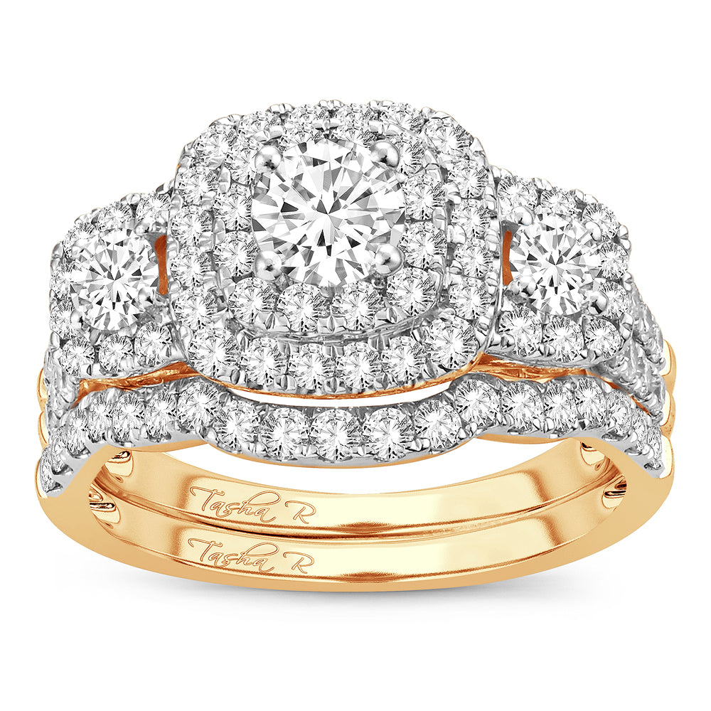 14k Yellow Gold 2CT Lab Diamond Bridal Ring Brilliance