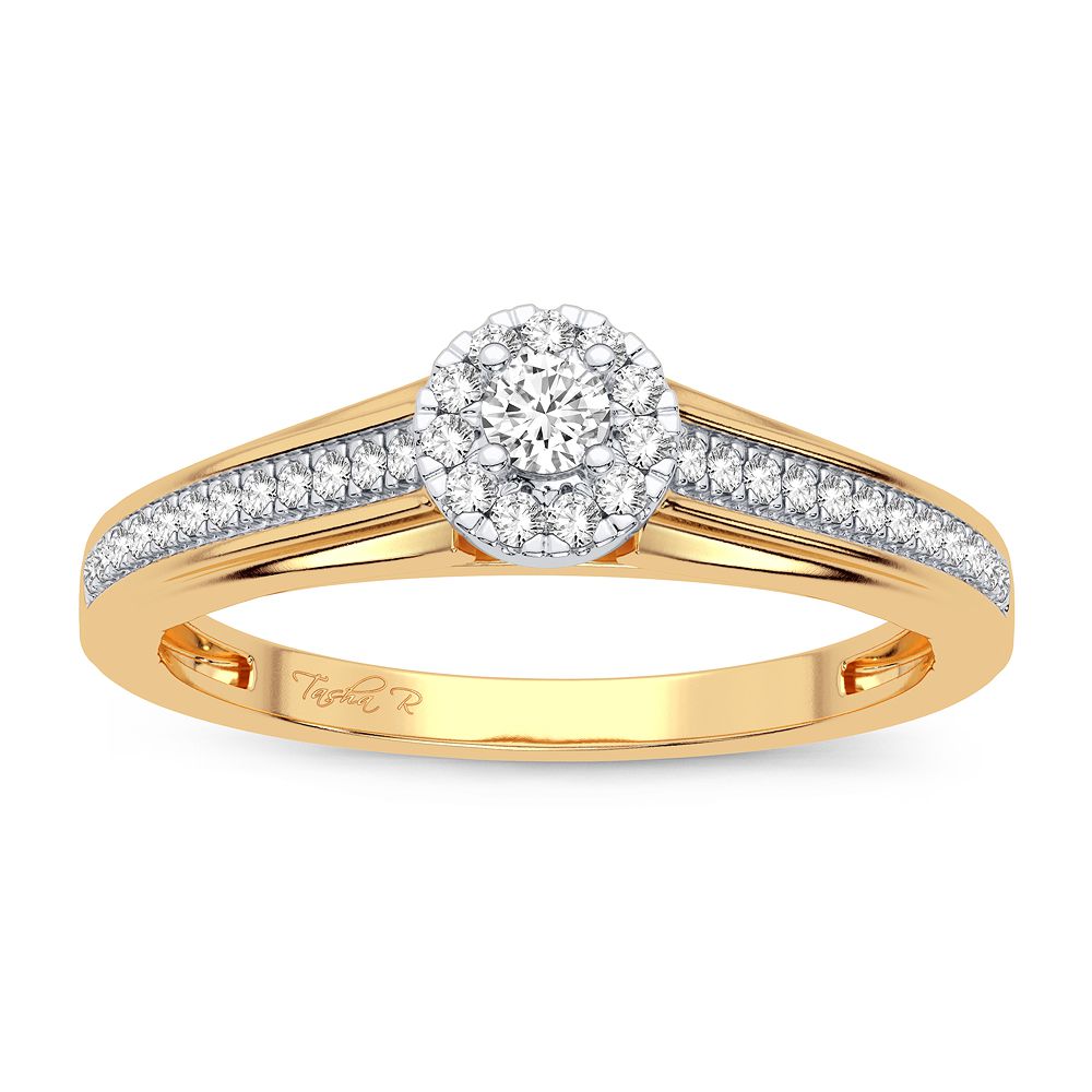 Timeless 14K Yellow Gold 0.20CT Diamond Womens Ring