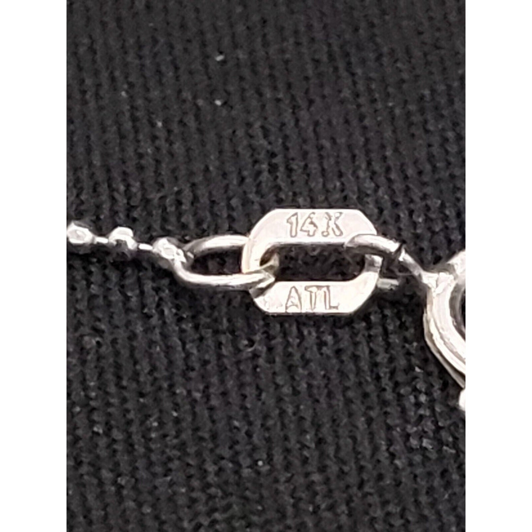 14k Princess white Gold beaded necklace 16in, 2.3g
