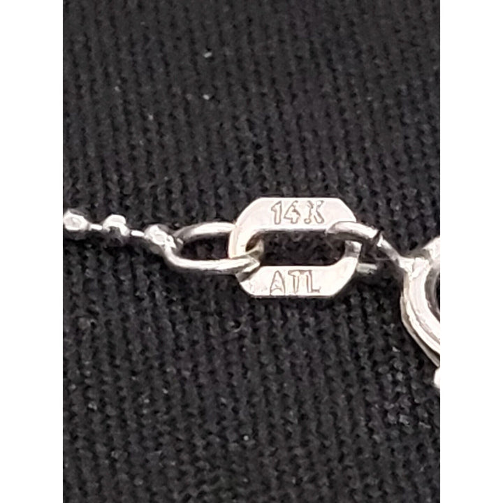 14k Princess white Gold beaded necklace 16in, 2.3g