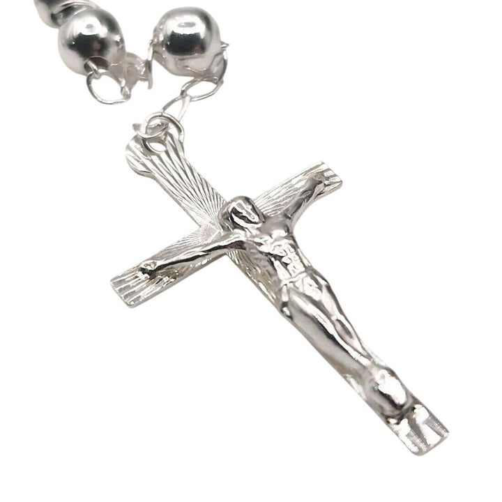 925 Sterling Silver Rosary 5MM Necklace 24"B