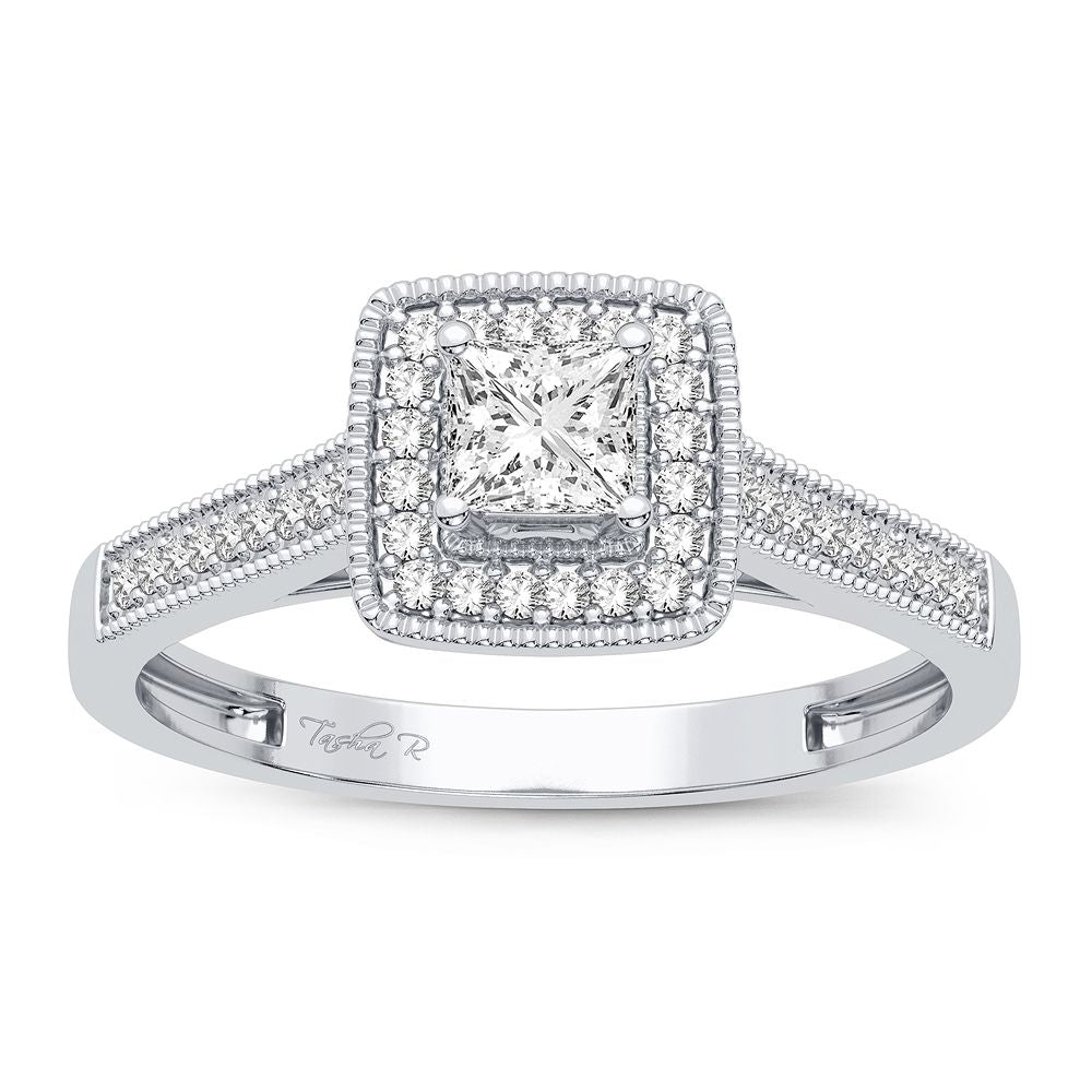 Timeless 14k White Gold Lab Diamond Womens Engagement Ring