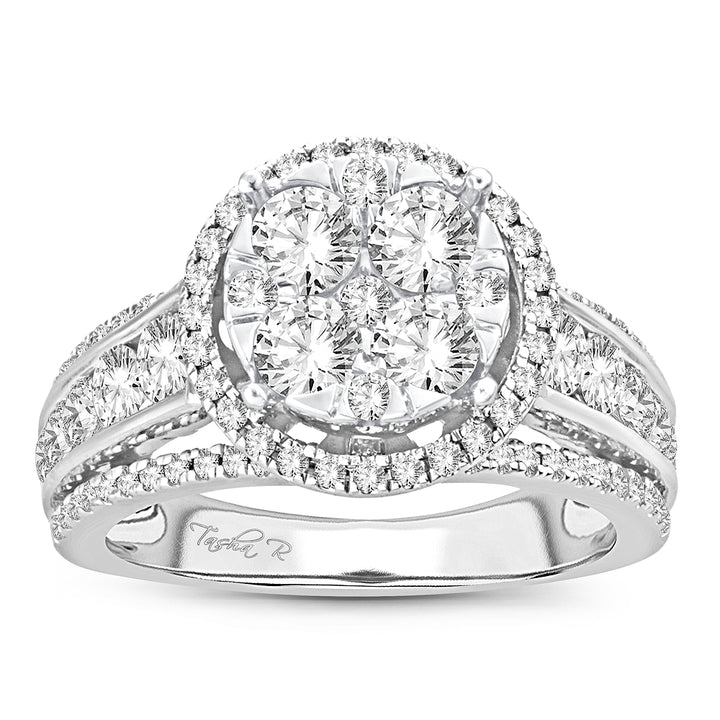 Chic 14k White Gold Lab Diamond Womens Statement Ring