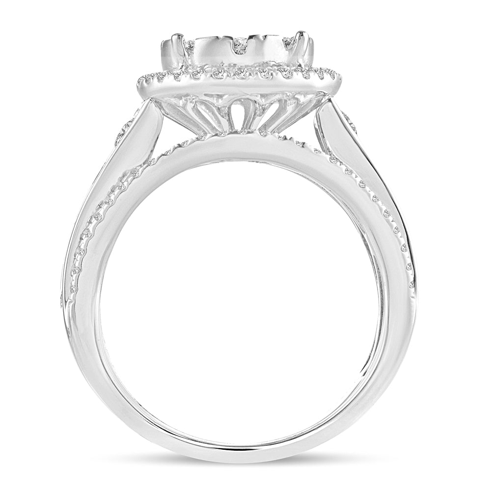 Chic 14k White Gold Lab Diamond Womens Statement Ring