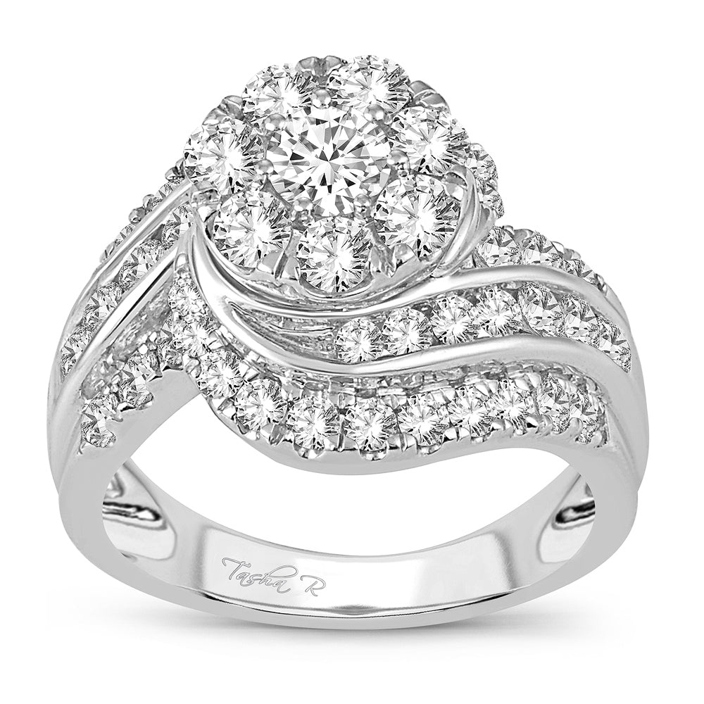 Brilliant 14k White Gold 2CT Lab Diamond Bridal Ring