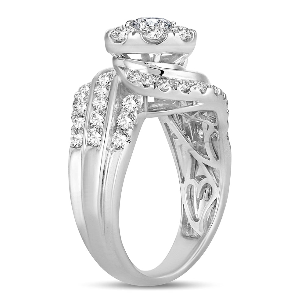 Brilliant 14k White Gold 2CT Lab Diamond Bridal Ring