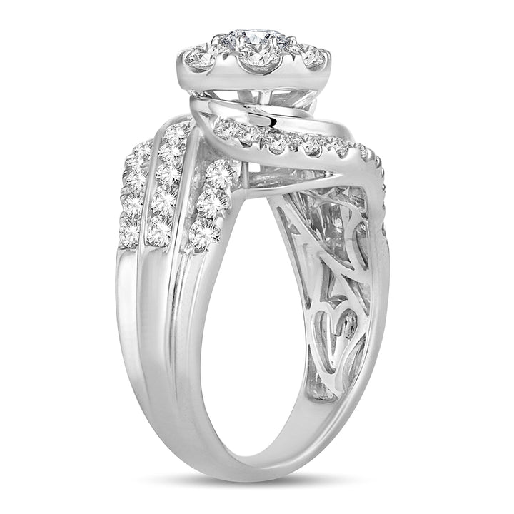 Brilliant 14k White Gold 2CT Lab Diamond Bridal Ring