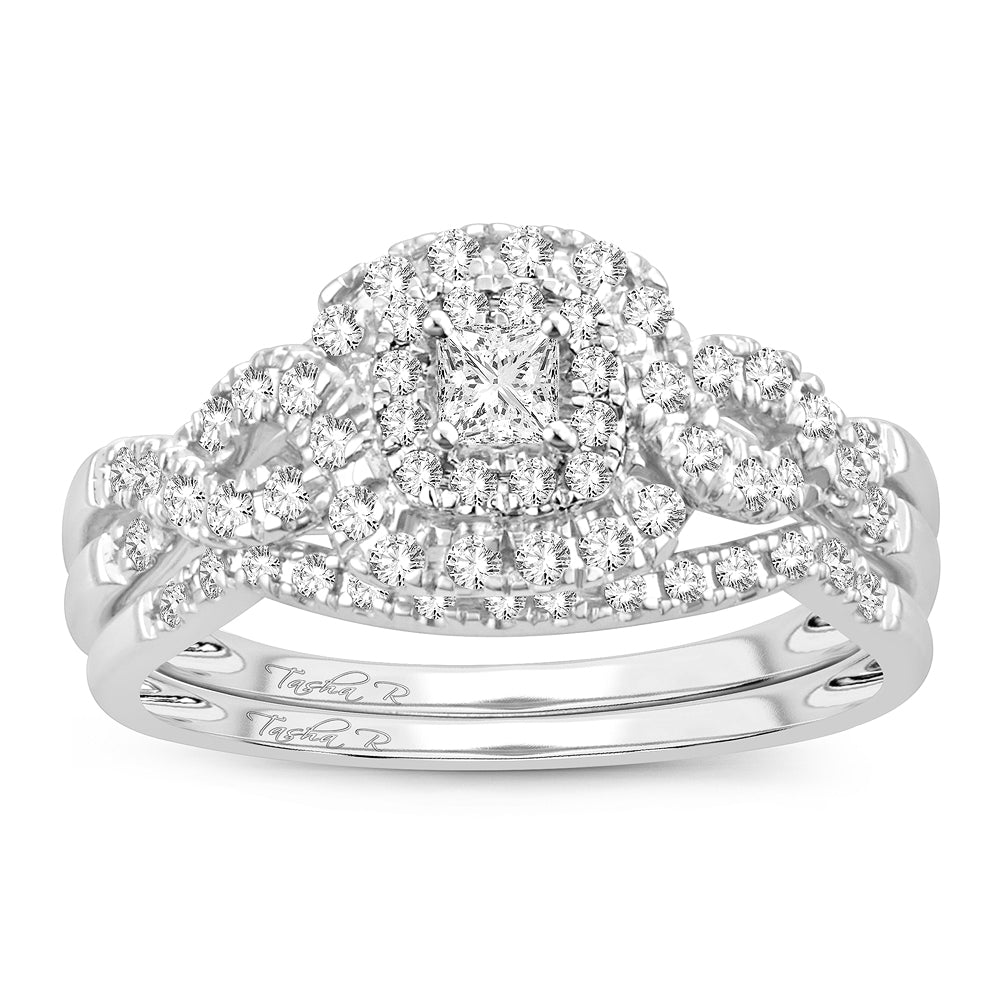 Elegant 14K White Gold 1CT Diamond Bridal Ring Sparkle