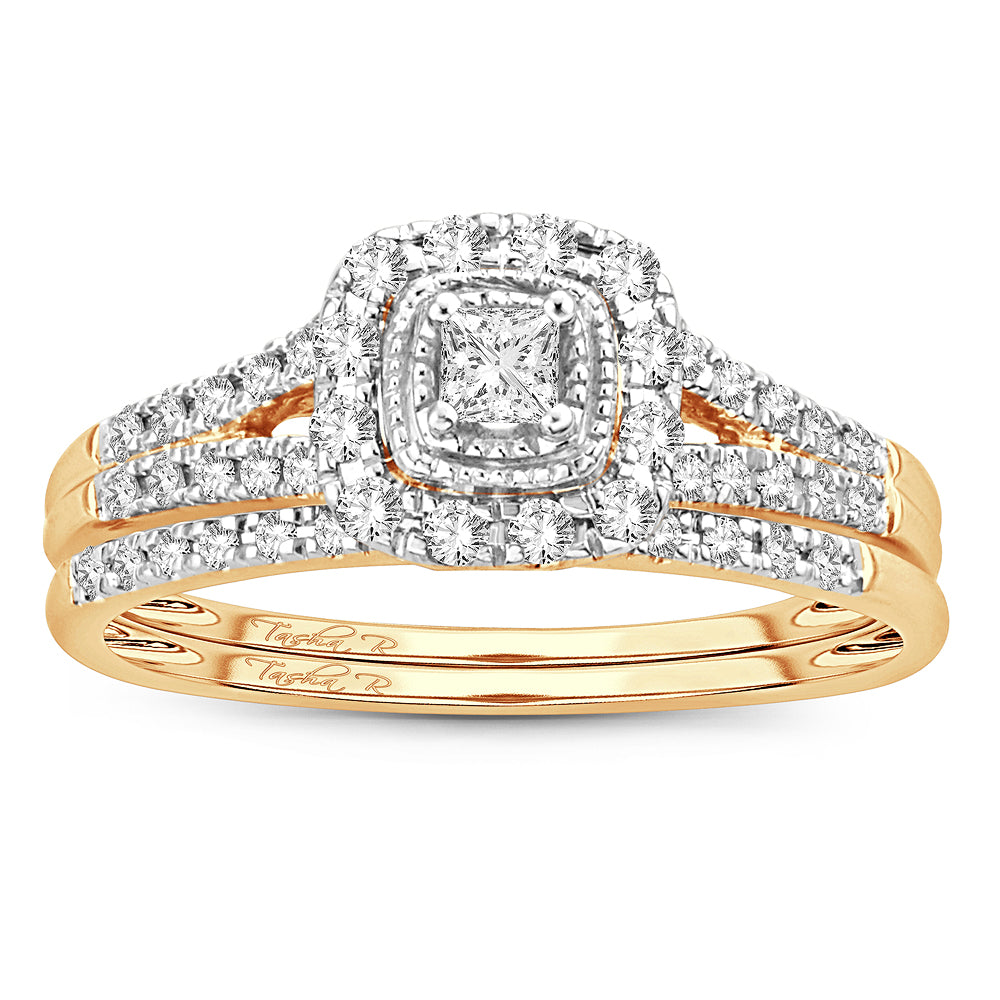 Romantic 14K Yellow Gold Lab Diamond Womens Bridal Ring