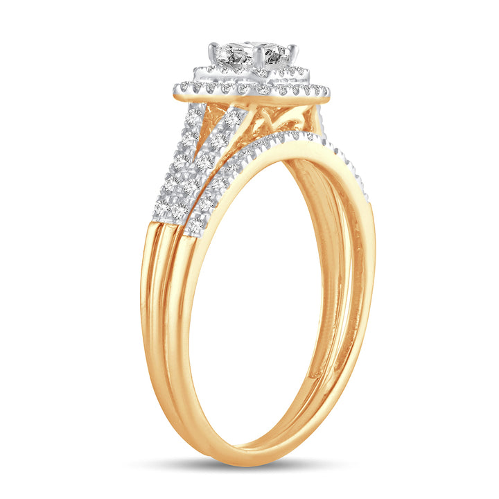Romantic 14K Yellow Gold Lab Diamond Womens Bridal Ring