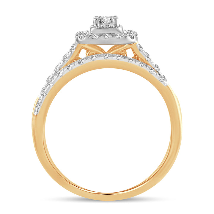 Romantic 14K Yellow Gold Lab Diamond Womens Bridal Ring