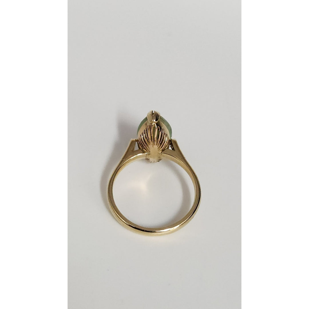 Vintage 14k Yellow Gold Natural Jade Ring Size 5.25