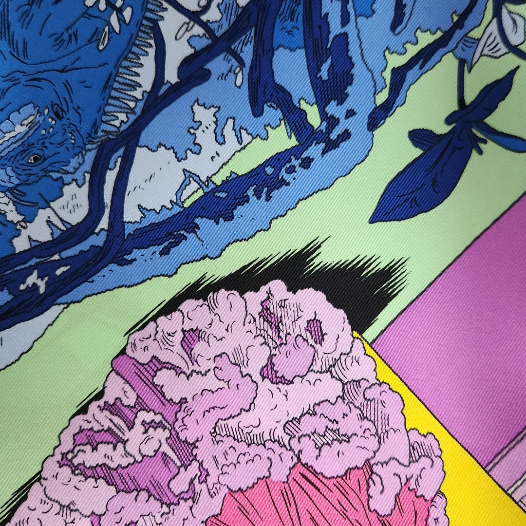 New Hermes Silk Scarf 70cm 100% Silk Blue/Rose Color