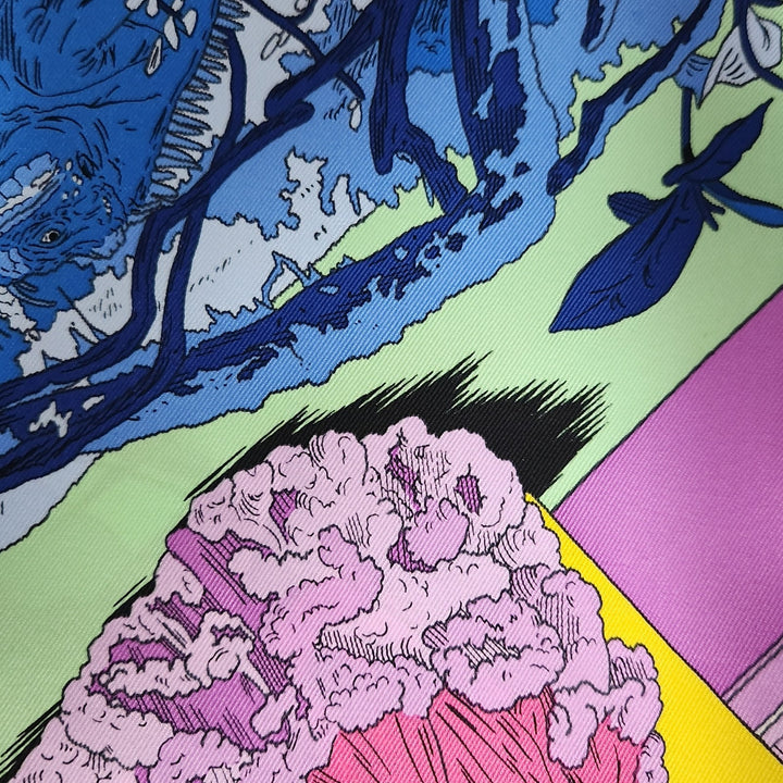 New Hermes Silk Scarf 70cm 100% Silk Blue/Rose Color