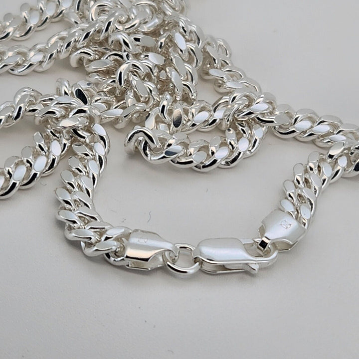 925 sterling silver Cuban Chain Necklace 26" 6.33mm