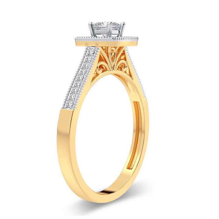 Elegant 14K Yellow Gold 0.21CT Lab Diamond Ring
