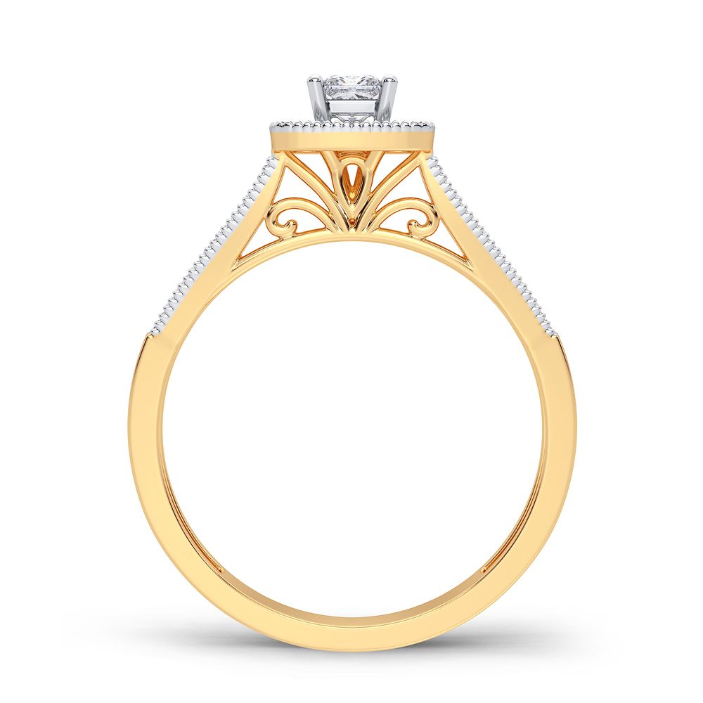 Elegant 14K Yellow Gold 0.21CT Lab Diamond Ring