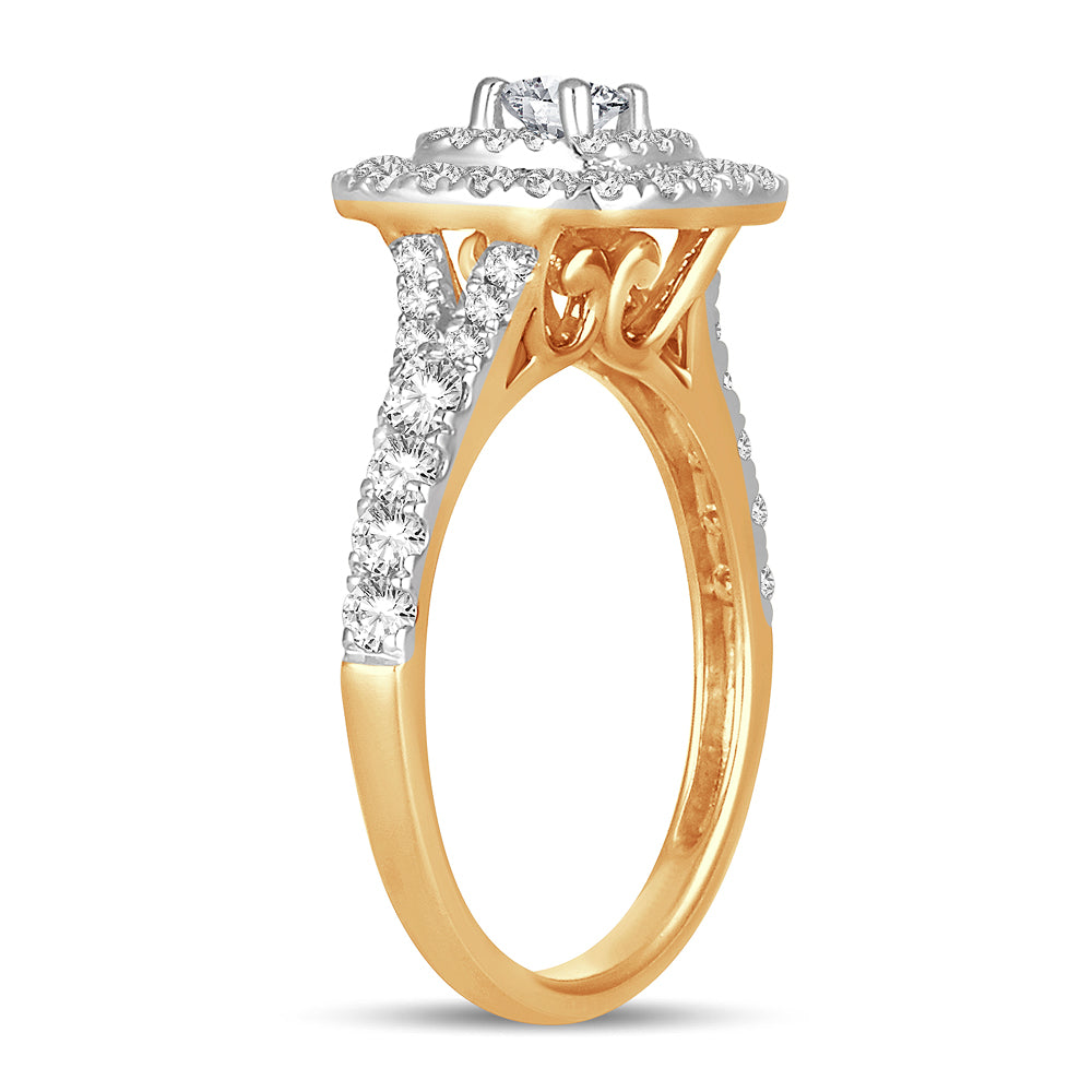 Brilliant 14K Yellow Gold 1CT Lab Diamond Engagement Ring
