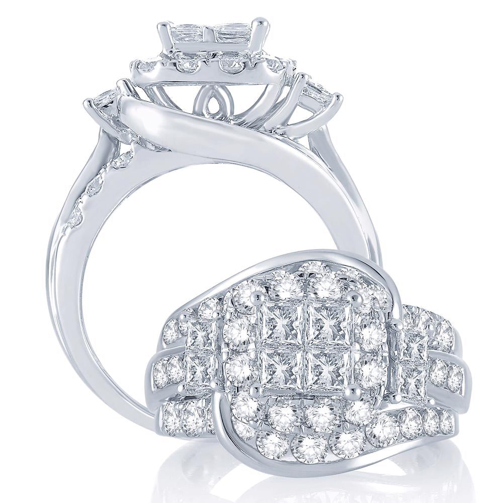 Brilliant 14k White Gold Lab Diamond Engagement Ring 3CT
