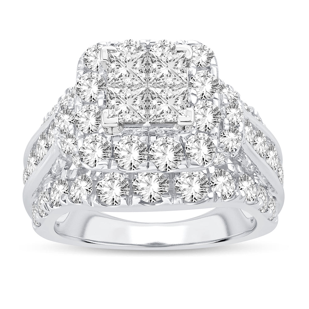 14k White Gold Lab Diamond Bridal Ring 4.50CT Brilliance