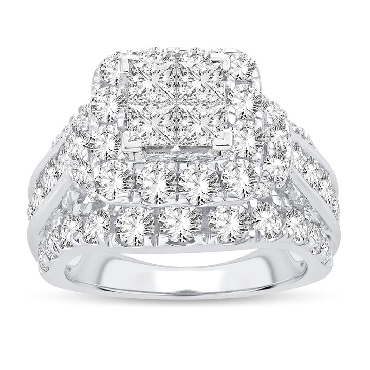 14k White Gold Lab Diamond Bridal Ring 4.50CT Brilliance