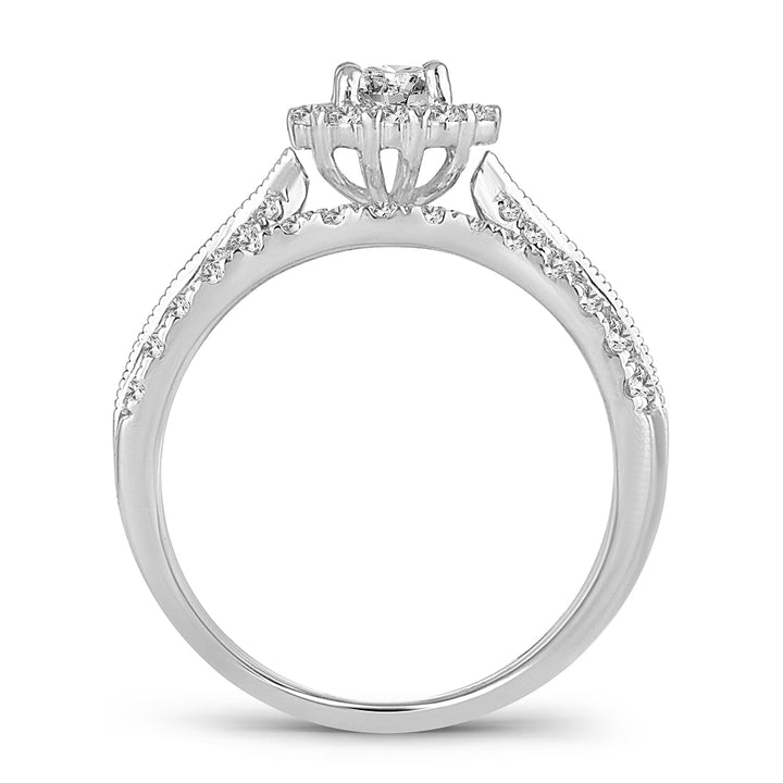 Sparkling 1CT Lab Diamond Engagement Ring in White Gold
