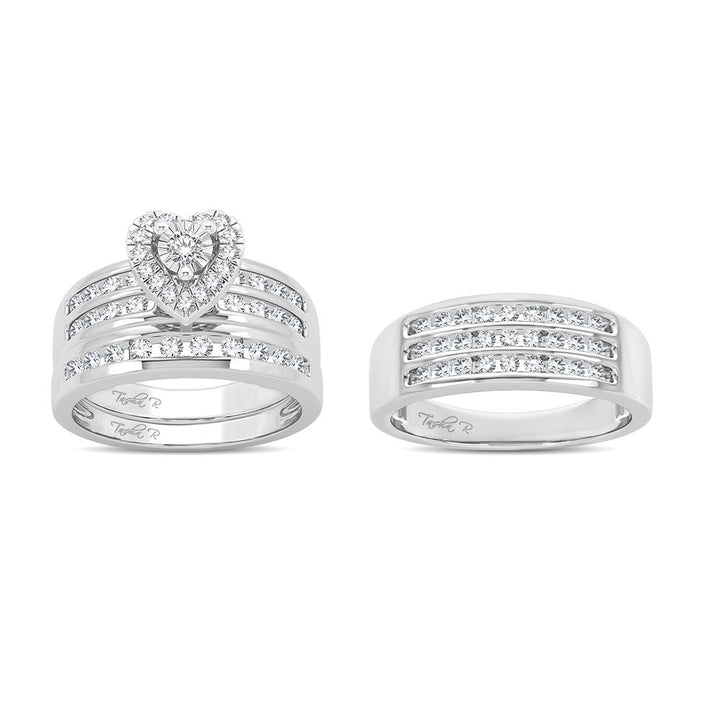 14k White Gold 1.44CT Lab Diamond Trio Wedding Set