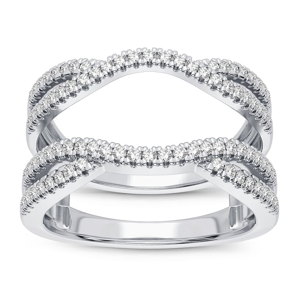 Sparkling 14K White Gold 0.33CT Diamond Womens Ring Guard