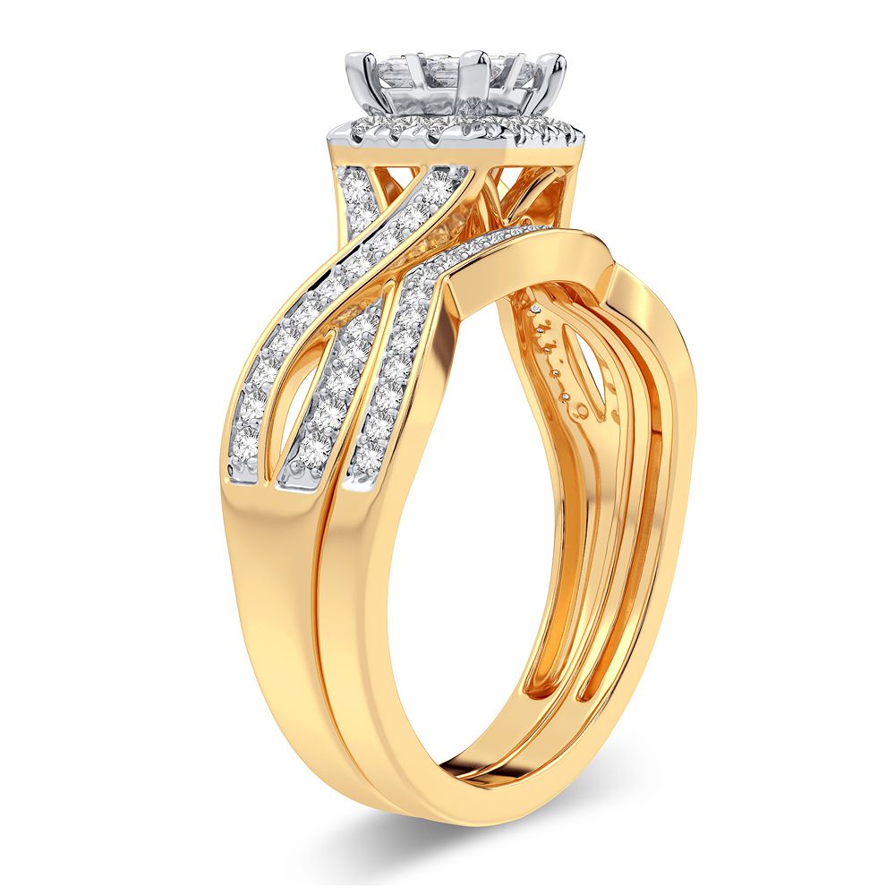 14k Yellow Gold 0.61CT Lab Diamond Womens Bridal Ring