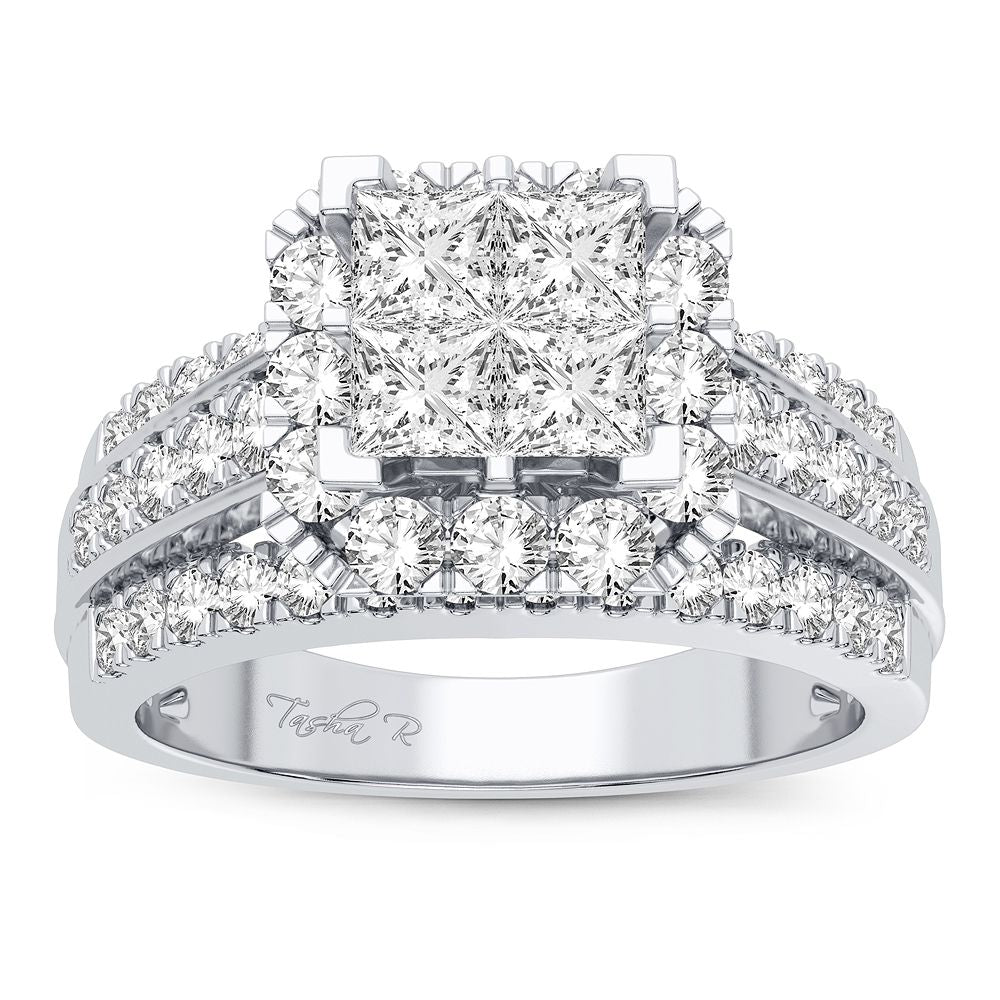 Brilliant 14k White Gold 1.50CT Lab Diamond Bridal Ring