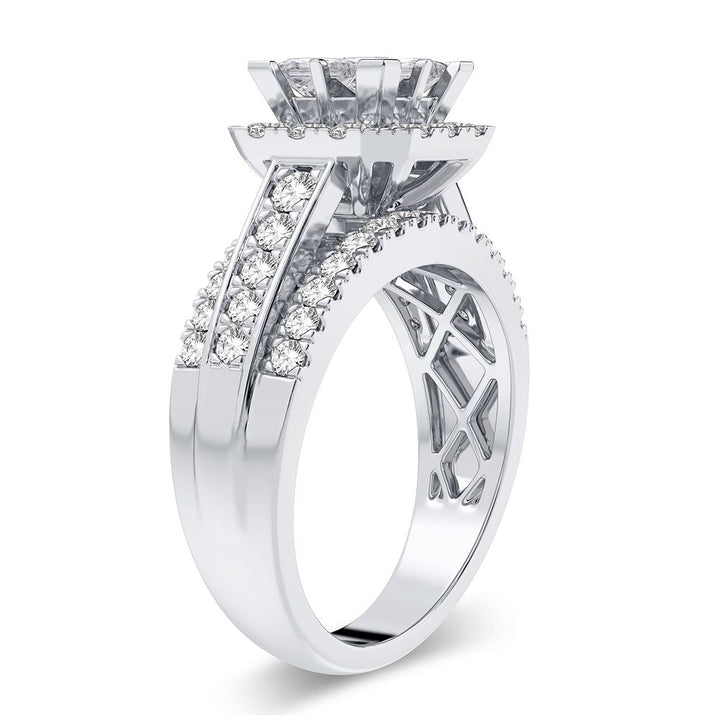 Brilliant 14k White Gold 1.50CT Lab Diamond Bridal Ring