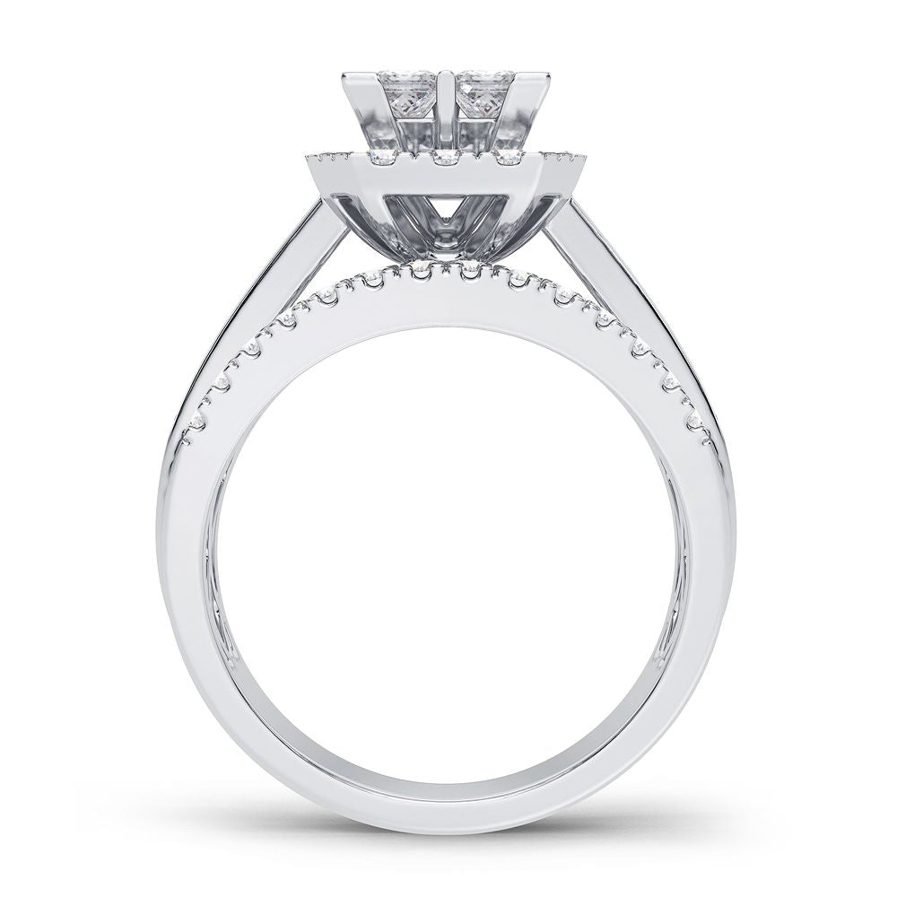 Brilliant 14k White Gold 1.50CT Lab Diamond Bridal Ring