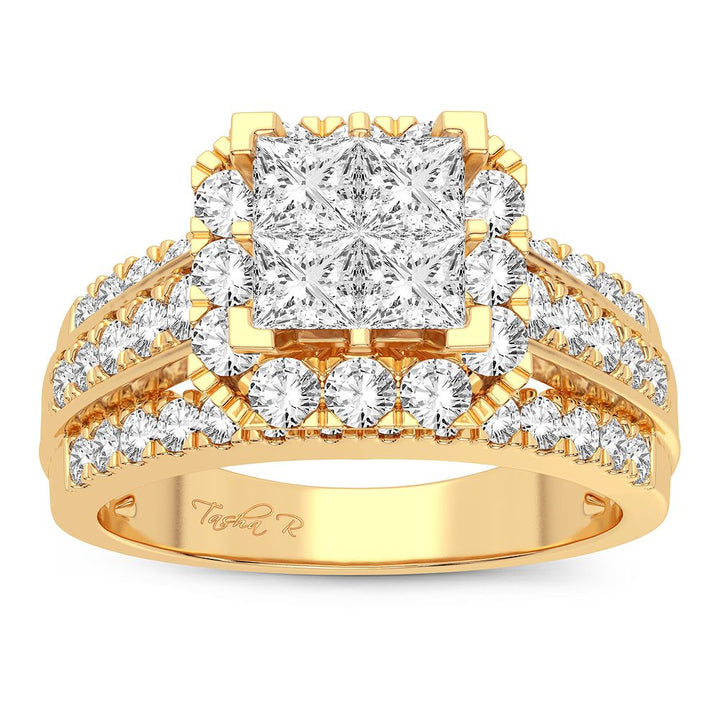 14K Yellow Gold 1.50CT Lab Diamond Bridal Ring Elegance