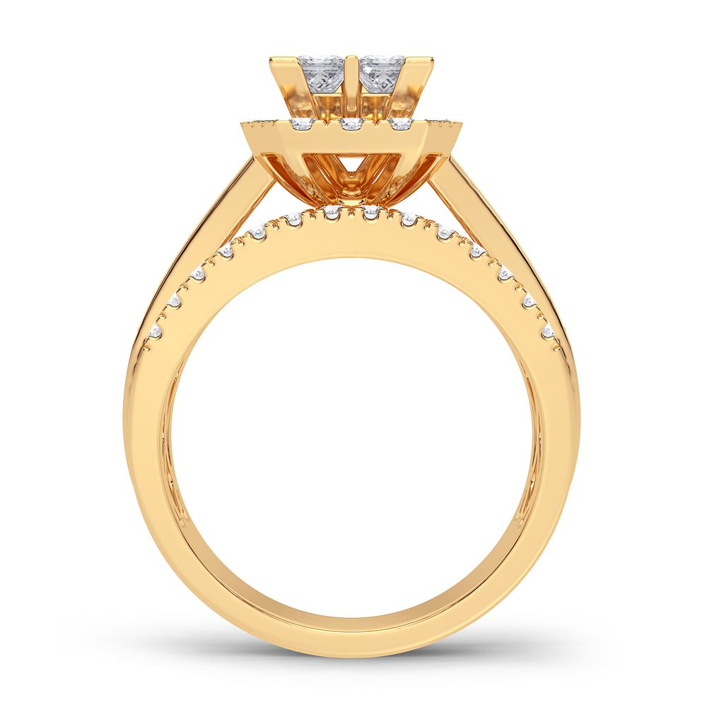 14K Yellow Gold 1.50CT Lab Diamond Bridal Ring Elegance