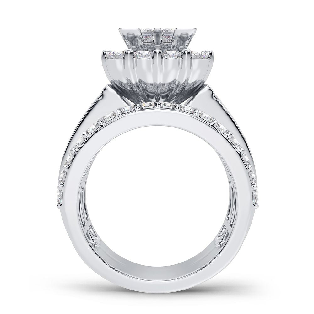 14k White Gold 4CT Lab Diamond Bridal Ring Brilliance
