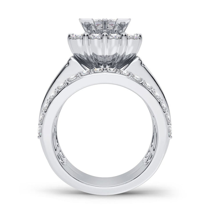 14k White Gold 4CT Lab Diamond Bridal Ring Brilliance