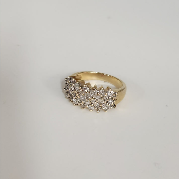 14k Yellow Gold Multi Shape Diamond Statement Ring Size 6.75