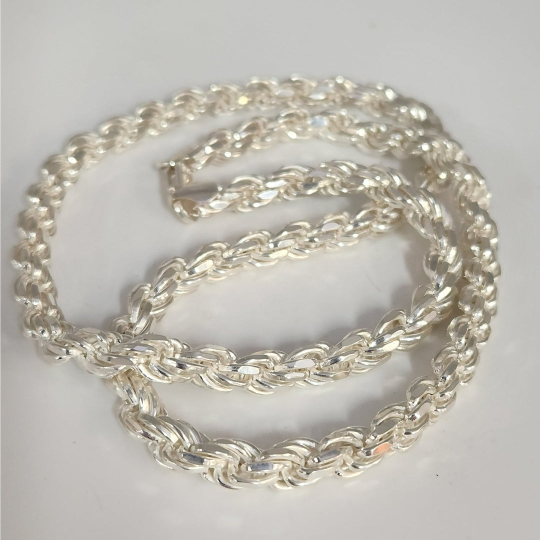 Heavy solid 925 Sterling Silver Byzantine Rope Chain Necklace 24" 7.4mm 100g