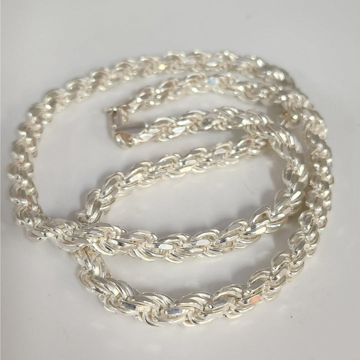 Heavy solid 925 Sterling Silver Byzantine Rope Chain Necklace 24" 7.4mm 100g
