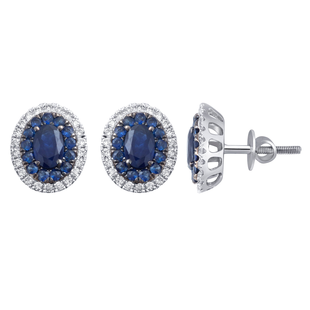 14K White Gold 0.35 CT Diamond & Sapphire Earrings