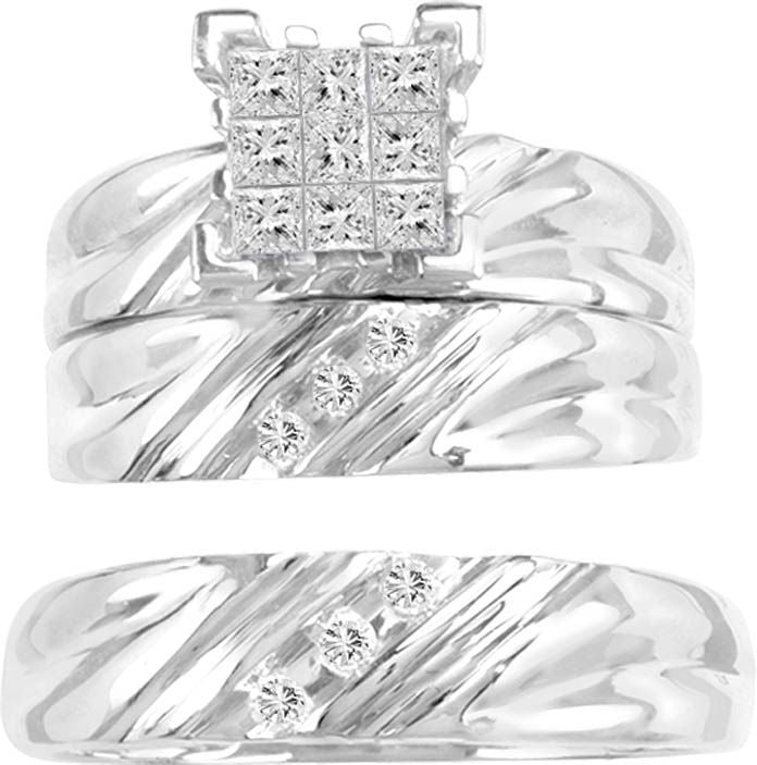 14k White Gold Lab Diamond Trio Set Brilliance