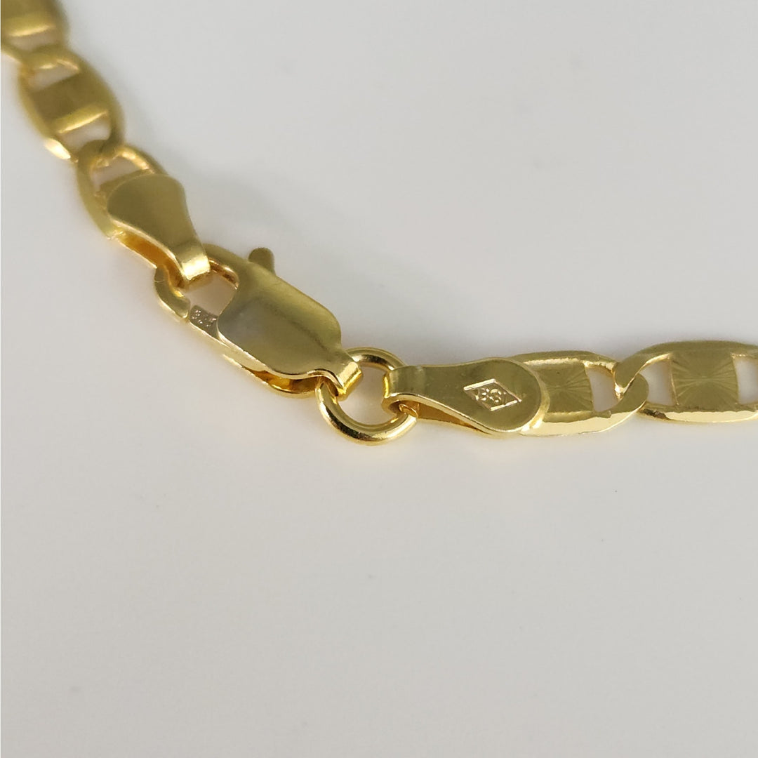 925 sterling silver Tri-color diamond cut link necklace 22" italystyle chain